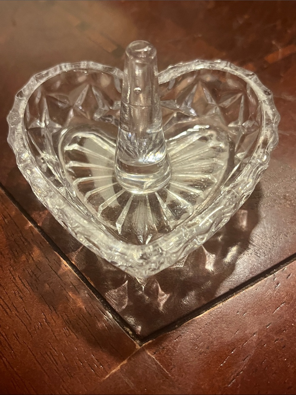 Clear Heart-Shaped Glass Ring Holder